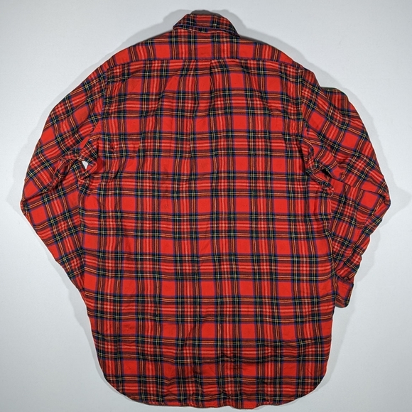 Vintage 60s Brooks Brothers Wool Blend Flannel Shirt Men's Large Plaid Red - Picture 2 of 8